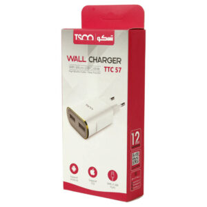 شارژر TSCO TTC57 2PORT کابل شارژ MicroUSB